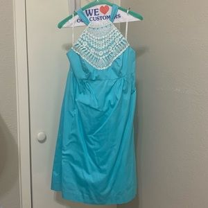 LILLY PULITZER A Line Halter Dress - Turquoise